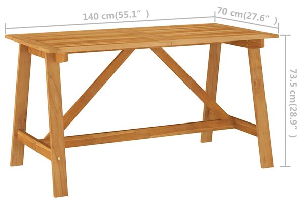 Zahradní jídelní stůl 140 x 70 x 73,5 cm masivní akáciové dřevo 312406