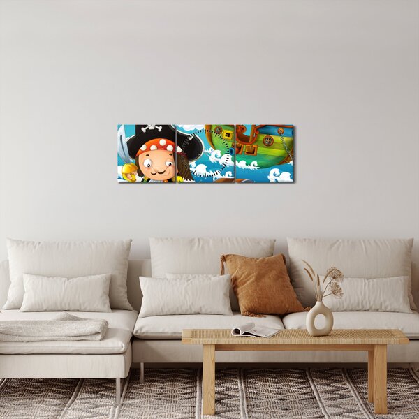 Obraz - Pirátský poklad (s hodinami) (90x30 cm)