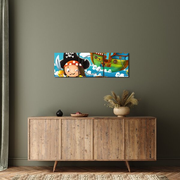 Obraz - Pirátský poklad (s hodinami) (90x30 cm)