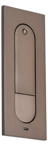 Sada 2 moderních nástěnných svítidel tmavě bronzová vč. LED a portu USB-C - Hilton