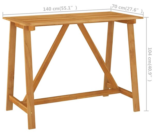 Zahradní barový stůl 140 x 70 x 104 cm masivní akáciové dřevo 312409