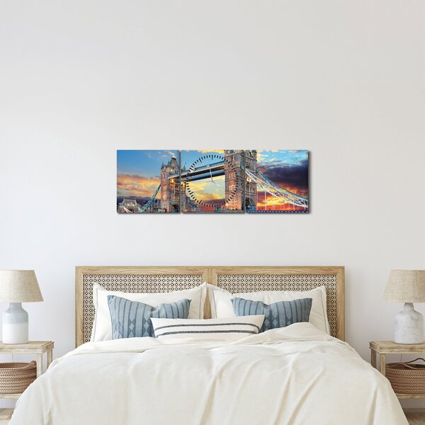 Obraz - Tower Bridge, Londýn, Anglie (s hodinami) (90x30 cm)