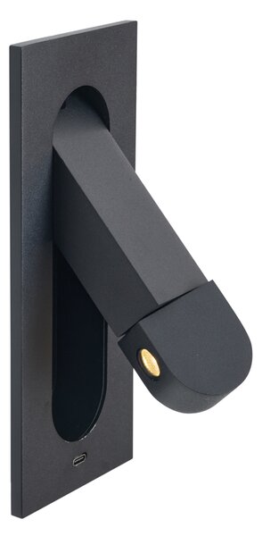Sada 2 moderních nástěnných svítidel černá vč. LED a portu USB-C - Hilton