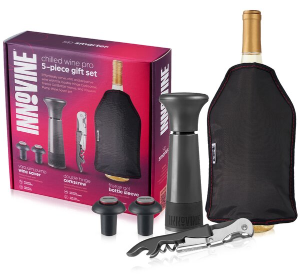 Innovine Sada na víno Innovine, 5 ks (vakuová pumpa, 2 zátky, otvírák, chladicí návlek)