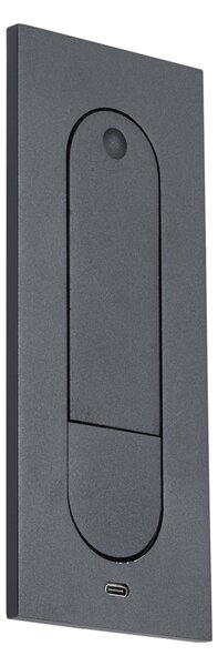 Moderní nástěnná lampa černá vč. LED a portu USB-C - Hilton