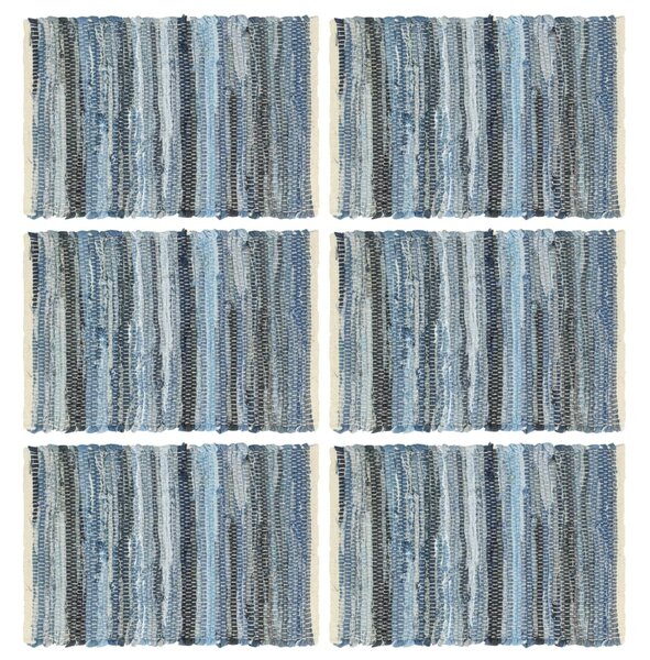 Prostírání 6 ks chindi džínová modrá 30 x 45 cm bavlna