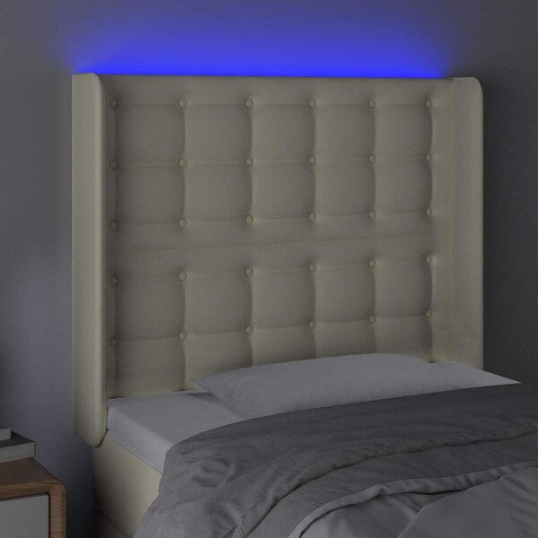 Čelo postele s LED krémové 83 x 16 x 118/128 cm umělá kůže 3124122