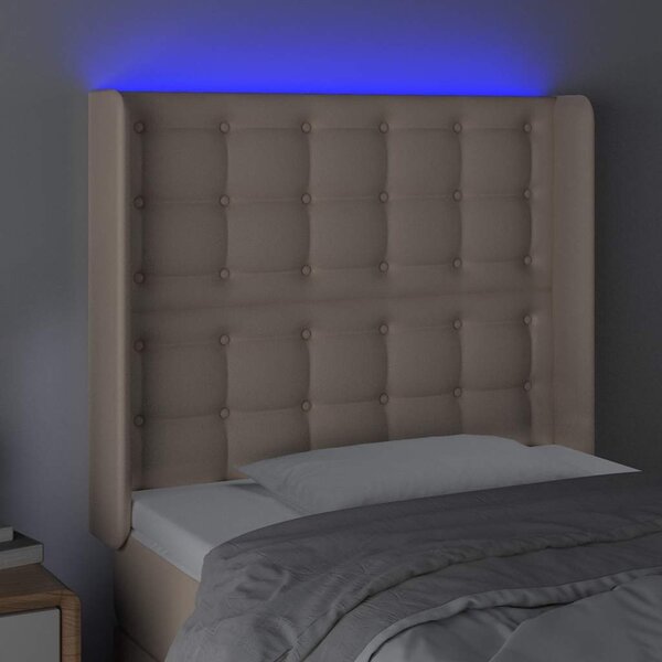 Čelo postele s LED cappuccino 103 x 16 x 118/128 cm umělá kůže 3124137