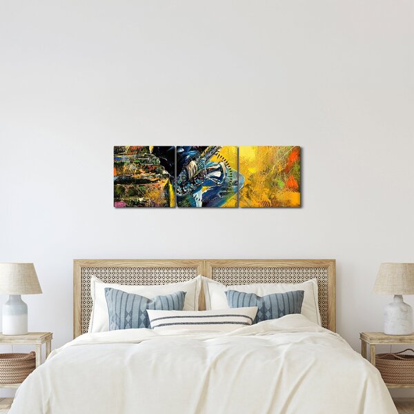 Obraz saxofonisty (s hodinami) (90x30 cm)