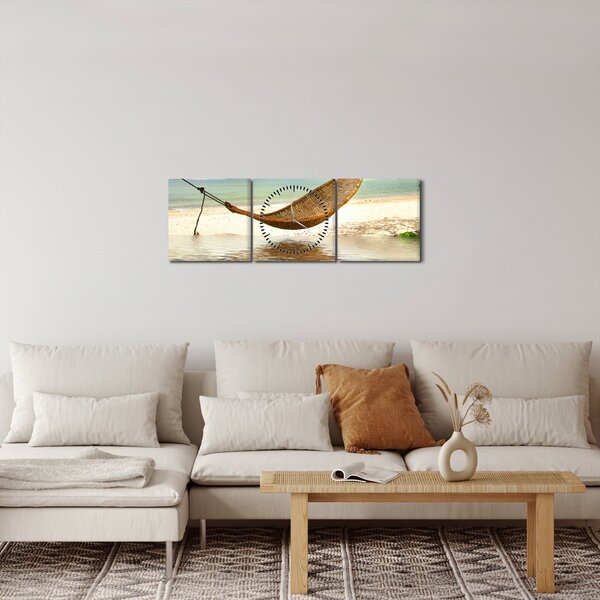 Obraz - Relax na pláži (s hodinami) (90x30 cm)