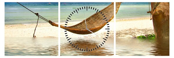 Obraz - Relax na pláži (s hodinami) (90x30 cm)