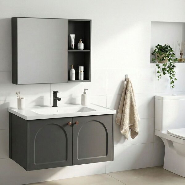 Sada koupelnového nábytku s umyvadlem Denver 80cm Grey