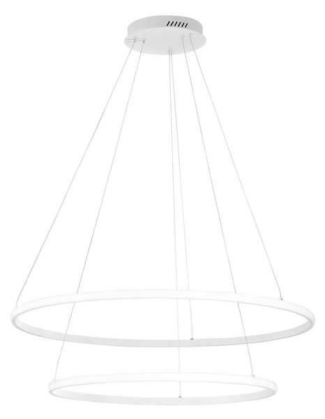 Luce Ambiente Design Závěsné LED světlo Axis, Ø 80/60 cm, bílé, kov,, Bílá / opál, Obývací pokoj / jídelna, kov, Moderní