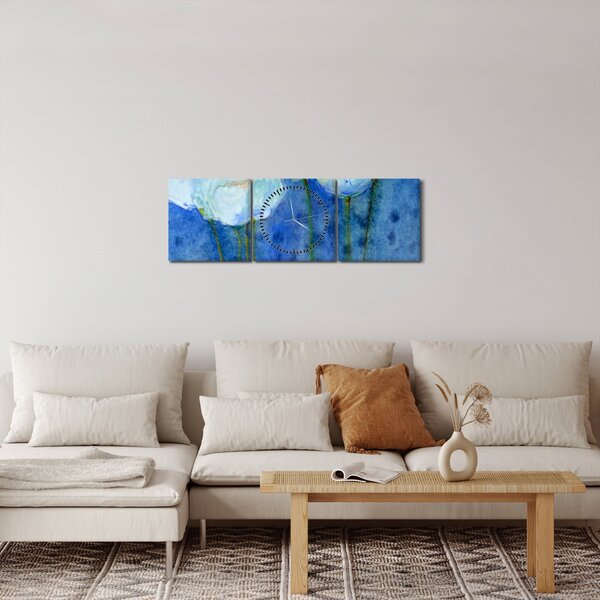 Obraz - Bílé tulipány (s hodinami) (90x30 cm)