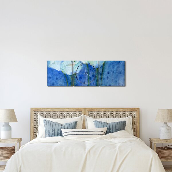 Obraz - Bílé tulipány (s hodinami) (90x30 cm)