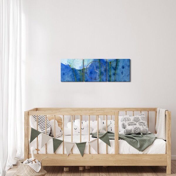 Obraz - Bílé tulipány (s hodinami) (90x30 cm)
