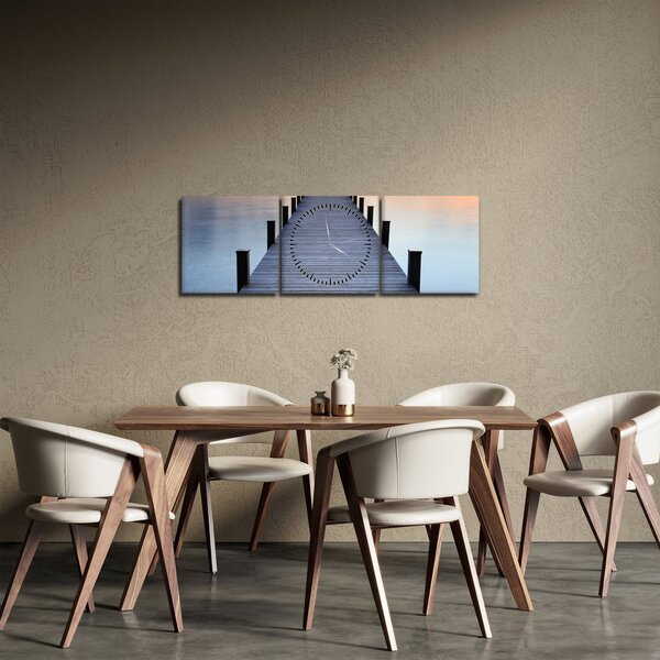 Obraz - Molo u jezera Starnberger, Bavorsko, Německo (s hodinami) (90x30 cm)