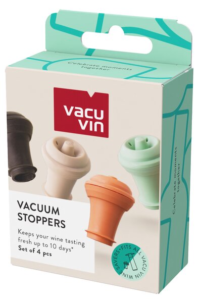 Vakuové zátky na víno Vacu Vin - barevné, 4 ks