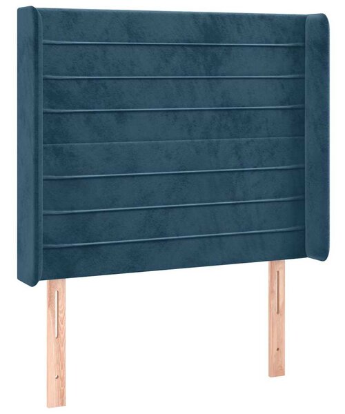 Čelo postele s LED tmavě modré 103 x 16 x 118/128 cm textil 3124234