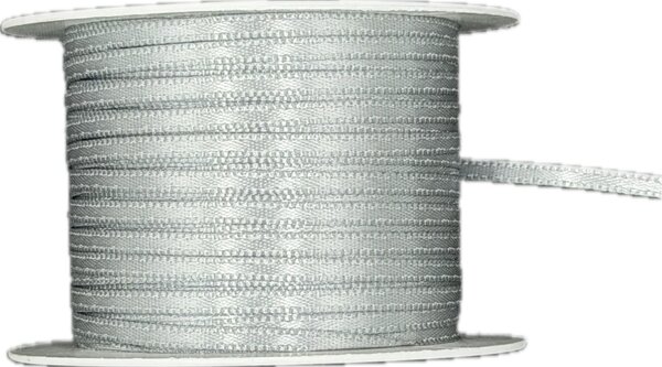Tenká saténová stužka stříbrná 3mm x 10m (2,20 Kč/m)