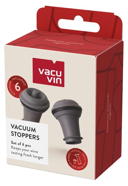 Vakuová zátka na víno Vacu Vin - šedá, 6 ks