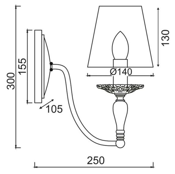 ACA Lighting Textile nástěnné svítidlo DL9501WWB