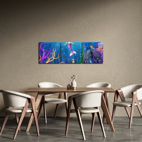 Obraz - Vodní víla (s hodinami) (90x30 cm)