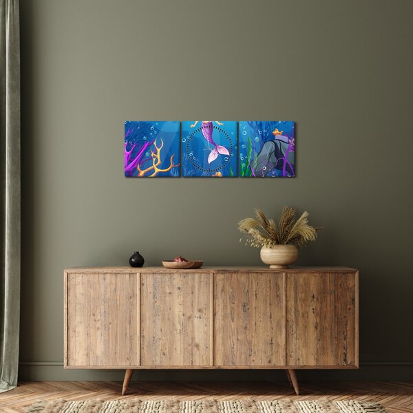 Obraz - Vodní víla (s hodinami) (90x30 cm)