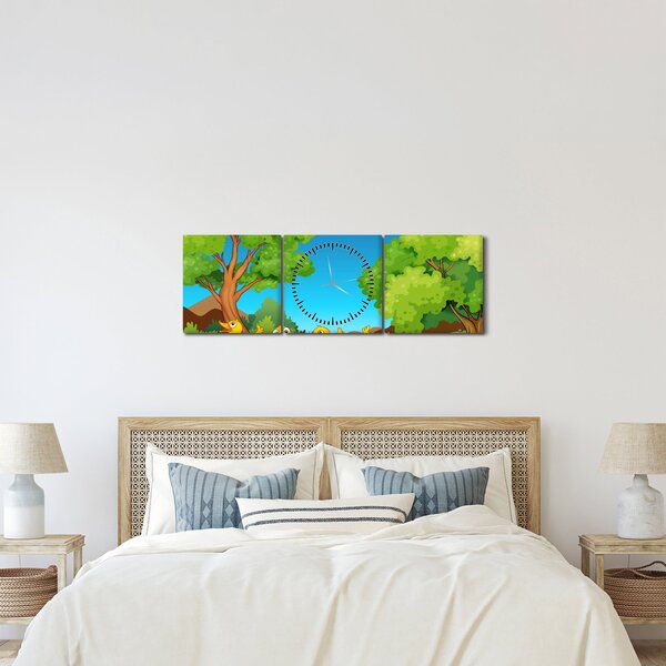 Obraz - Veselá káčátka (s hodinami) (90x30 cm)
