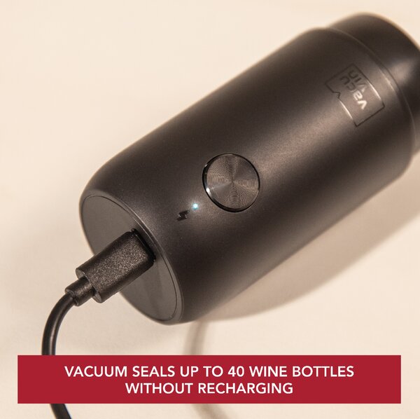 Nabíjecí vakuová pumpa na víno se 2 zátky Vacu Vin - USB, včetně Li-ion baterie