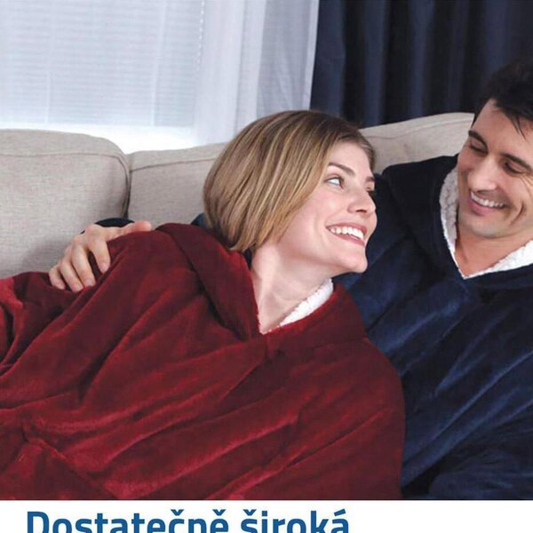 Hřejivá mikinová deka - vínová