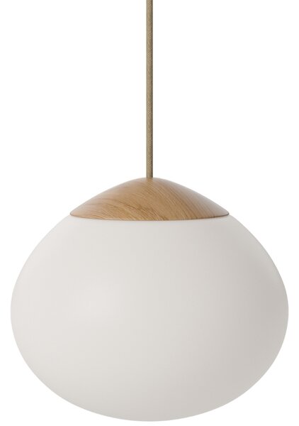 Bolia Opálově bílé skleněné závěsné světlo Acorn 21 cm