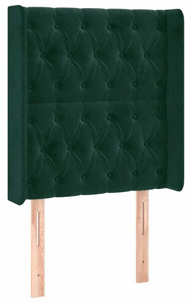 Čelo postele s LED tmavě zelené 83 x 16 x 118/128 cm samet 3124417