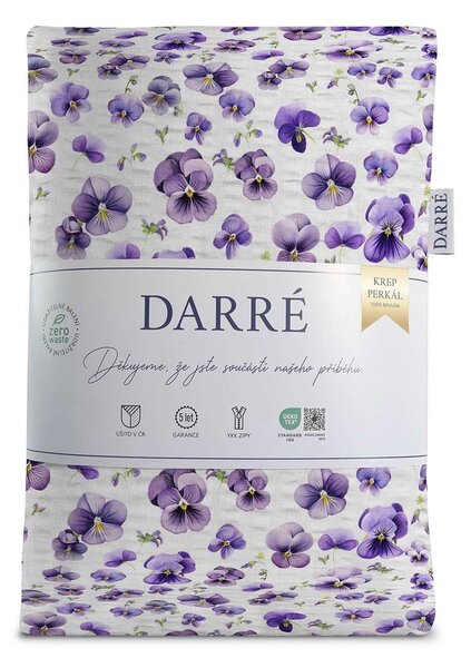 DARRÉ Krepové perkálové povlečení Macešky Velikost: 140 x 200 + 70 x 90