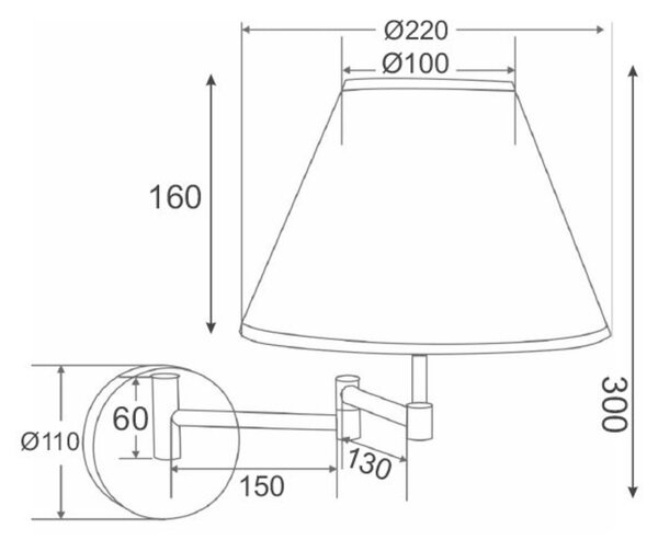 ACA Lighting Wall&Ceiling nástěnné svítidlo SUWB01C