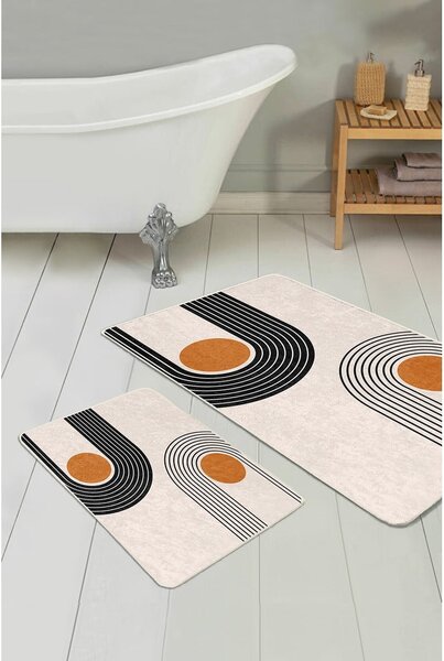 Béžové sametové koupelnové předložky v sadě 2 ks 60x100 cm Dot Arch – Mila Home