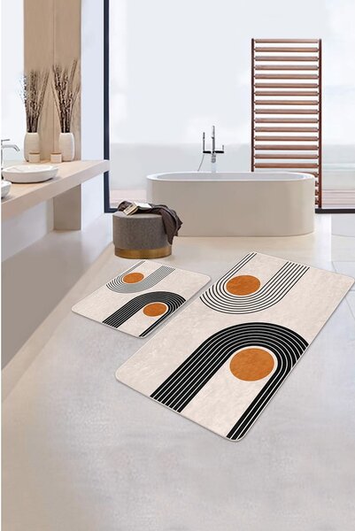 Béžové sametové koupelnové předložky v sadě 2 ks 60x100 cm Dot Arch – Mila Home