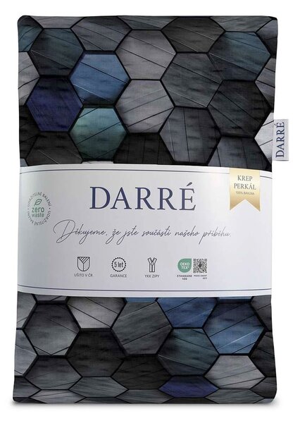 DARRÉ Krepové perkálové povlečení Earth - modré Velikost: 140 x 200 + 70 x 90