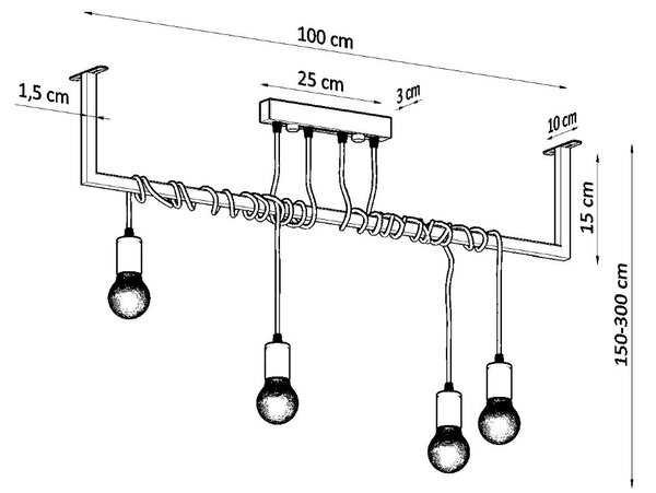 Sollux Lighting Lustr SALAMANCA 4 černý