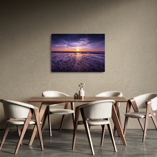 Skleněný obraz pláže - západ slunce (70x50 cm)