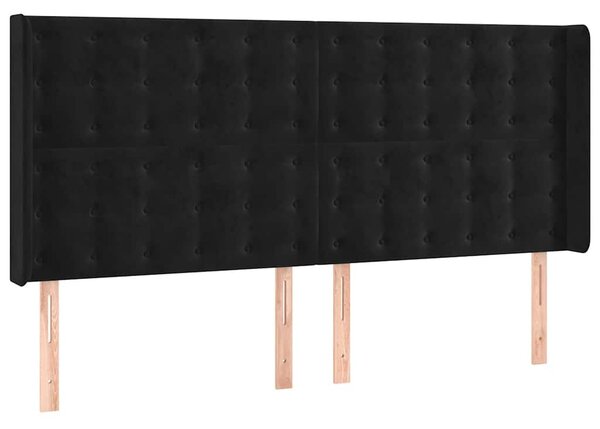 Čelo postele s LED černé 163 x 16 x 118/128 cm samet 3124538