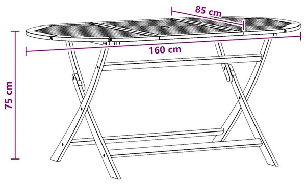 Skládací zahradní stůl 160x85x75 cm masivní eukalyptové dřevo 312454