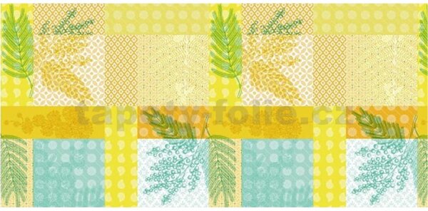 Ubrus PVC 3581568, metráž, šířka 140 cm, florální vzor žluto-zelený, IMPOL TRADE