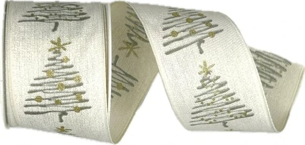 Stuha vánoční CHRISTMAS TREE WHITE 40mm x 2m (14,-Kč/m)