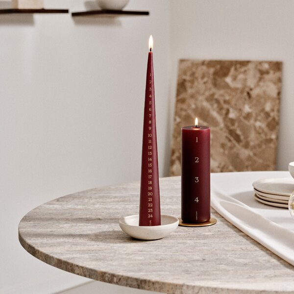 Adventní svíčka Cone 37 cm – 44/2 Deep wine