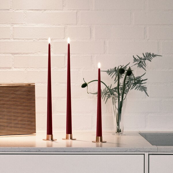 LED svíčka Taper 30 cm / 44/2 Deep wine – set 2 ks