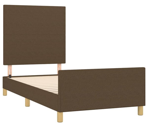 Rám postele bez matrace tmavě hnědá 90 x 190 cm textil 3124858