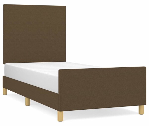 Rám postele bez matrace tmavě hnědá 90 x 190 cm textil 3124858