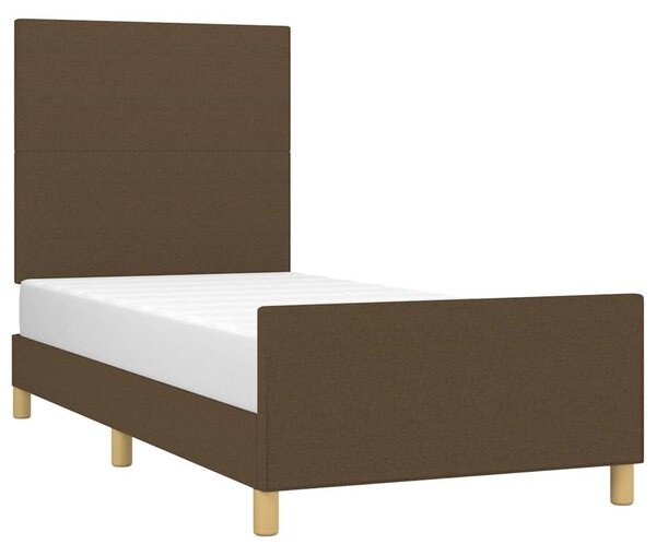 Rám postele bez matrace tmavě hnědá 90 x 190 cm textil 3124858