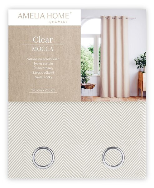 Závěs AmeliaHome Clear s průchodkami 140x250 cappuccino/bílý